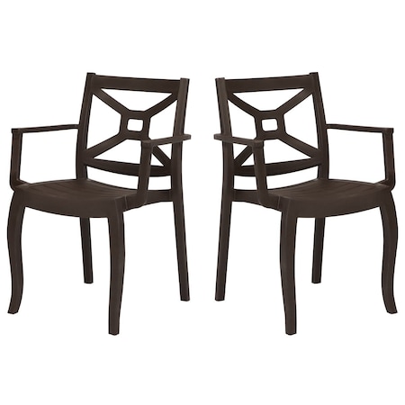 Zeus Set Of 2 Stackable Armchair-Brown